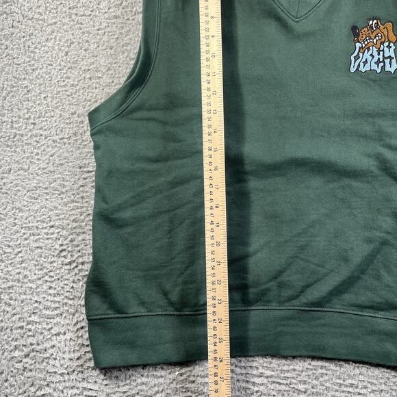 OBEY SWEATER VEST MENS LARGE GREEN V NECK EMBROIDERED DOG LOGO 100% COTTON - Picture 7 of 9